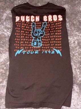 Dutch Bros Womens Brown Long Sleeve Tee with Orange & Blue Graphic